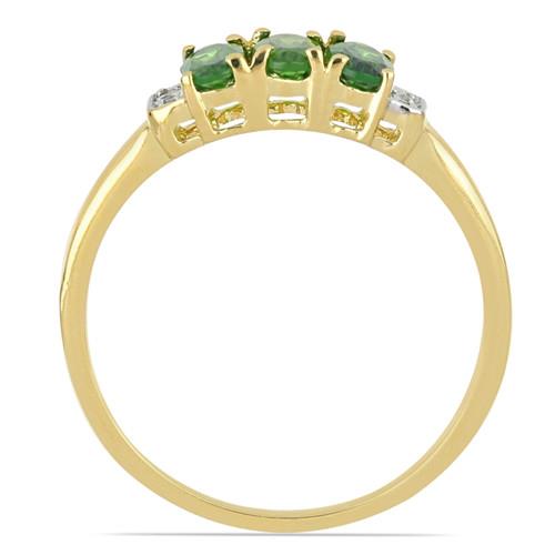 0.90 CT CHROME DIOPSIDE GOLD PLATED STERLING SILVER RINGS #VR014763